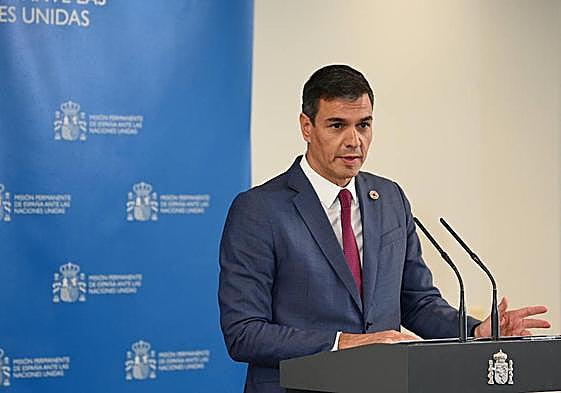 El presidente del Gobierno en funciones, Pedro Sánchez, el miércoles en Nueva York.