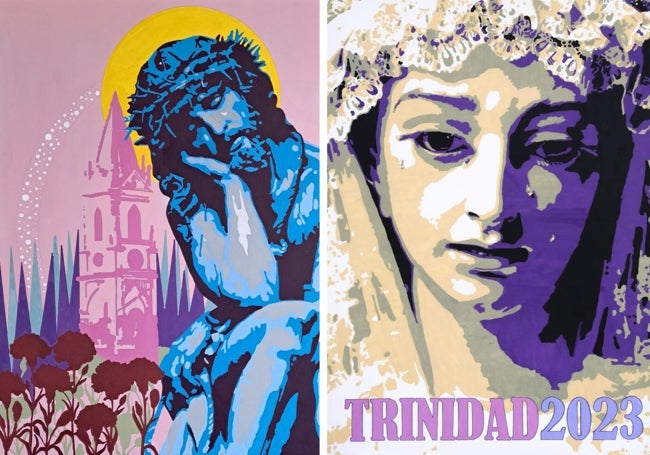 carteles del Cristo de Humildad y Paciencia y la Virgen de la Trinidad.