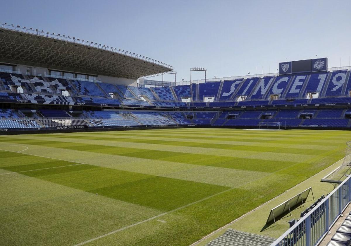 Panorámica del estadio de La Rosaleda.