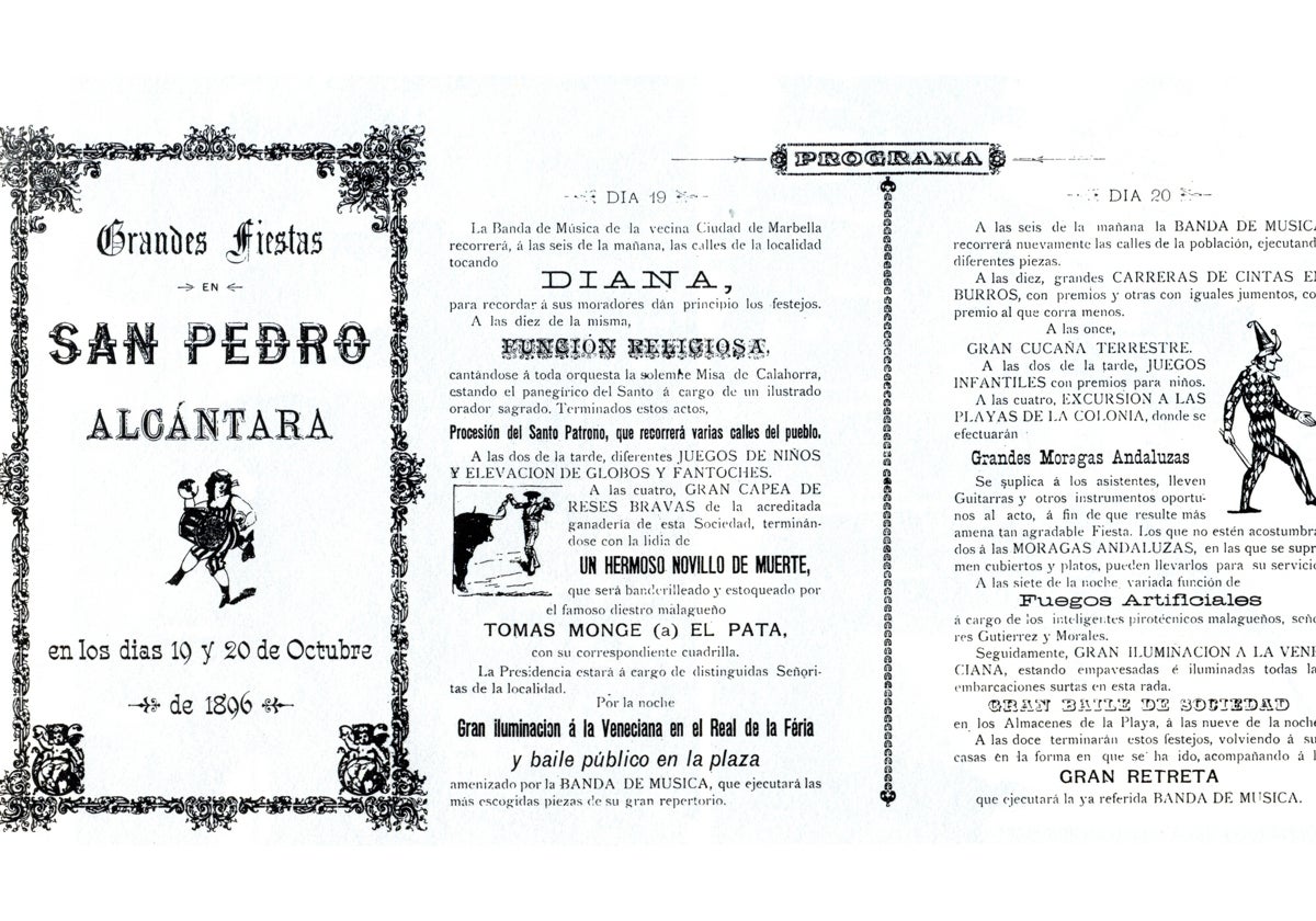 Programación de las fiestas de San Pedro Alcántara en 1896.