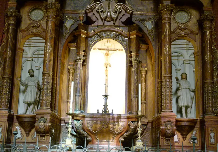 Los santos Tobías, padre e hijo, en el retablo de la Capilla de San Rafael.
