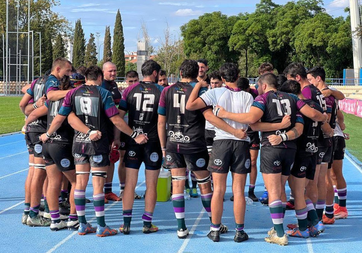 La plantilla del Club de Rugby Málaga, en un partido de esta temporada.