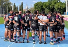 La plantilla del Club de Rugby Málaga, en un partido de esta temporada.