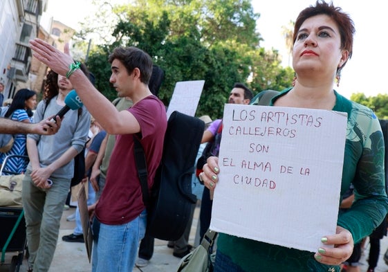 Protesta convocada por los artistas callejeros el pasado mes de octubre.