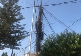 Vista del cableado de la calle Brasil.