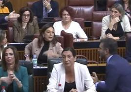 Fernández-Pacheco, a la derecha, discute con diputados socialistas.