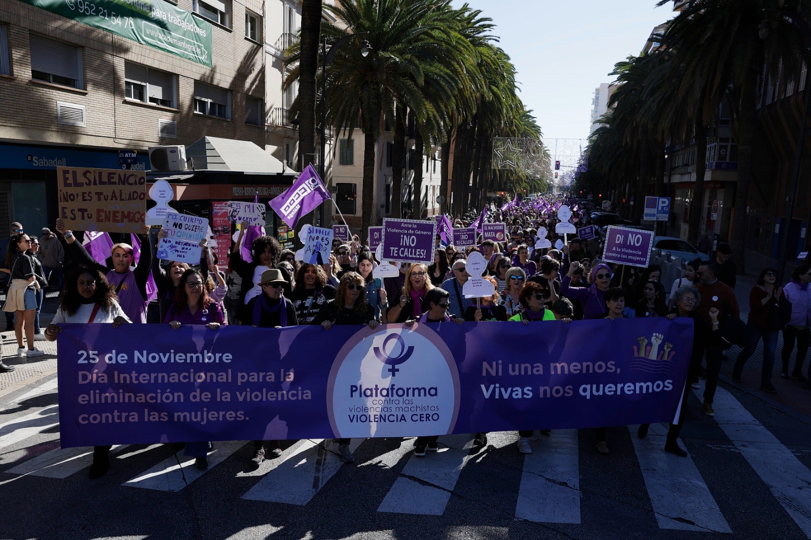 Unas 3.000 personas participan en la manifestación del 25N en Málaga