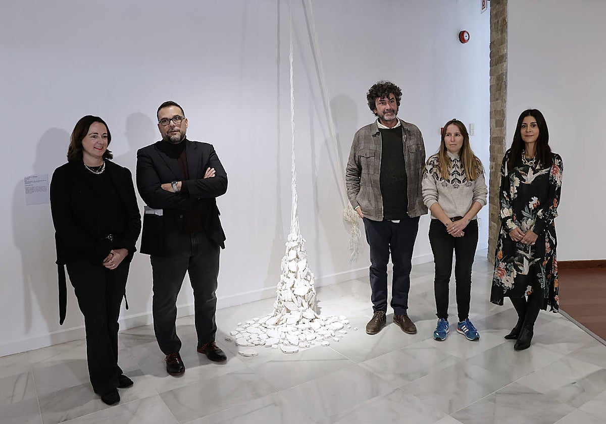 Mariana Pineda, Juan Francisco Rueda, Juan Manuel Reyes, Elisa Terroba y Marta del Corral, en la presentación de la muestra.