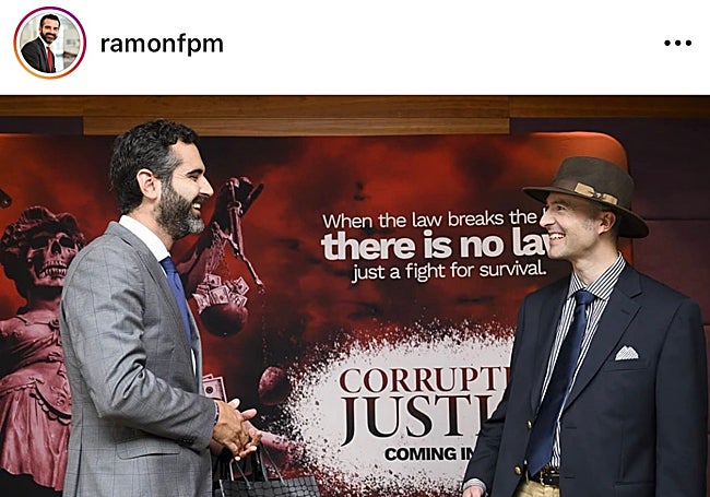 Captura de una publicación de la cuenta de Instagram del ex Alcalde de Almería, Ramón Fernández-Pacheco, en la presentación con Van Mellaert.