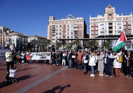 Un momento de la protesta celebrada este domingo.