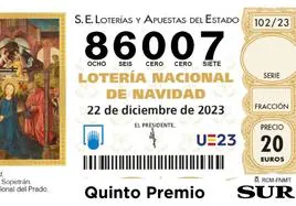 86007: El sexto quinto premio deja 174.000 euros en Málaga