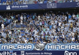 Aficionados del Málaga en un partido de esta campaña en La Rosaleda.