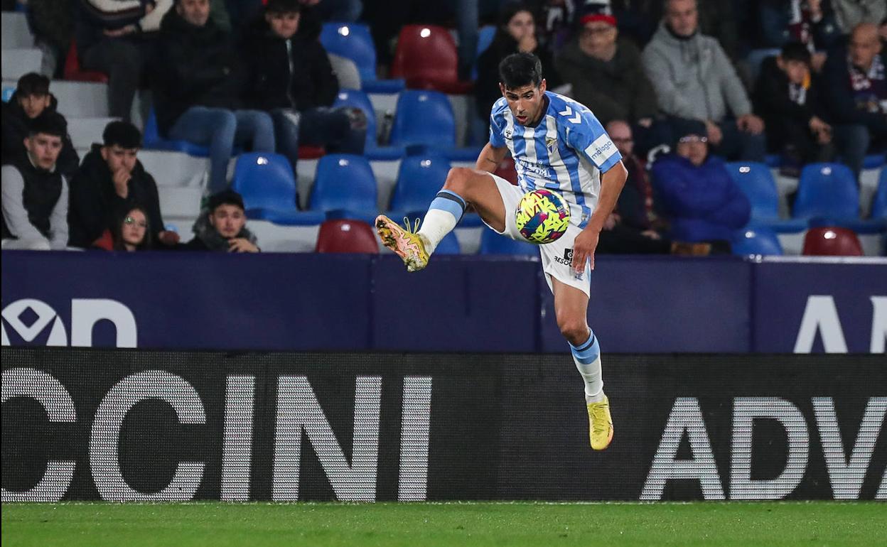 Juanfran Moreno, en su último partido con el Málaga, que fue el pasado 4 de diciembre de 2022 contra el Levante.