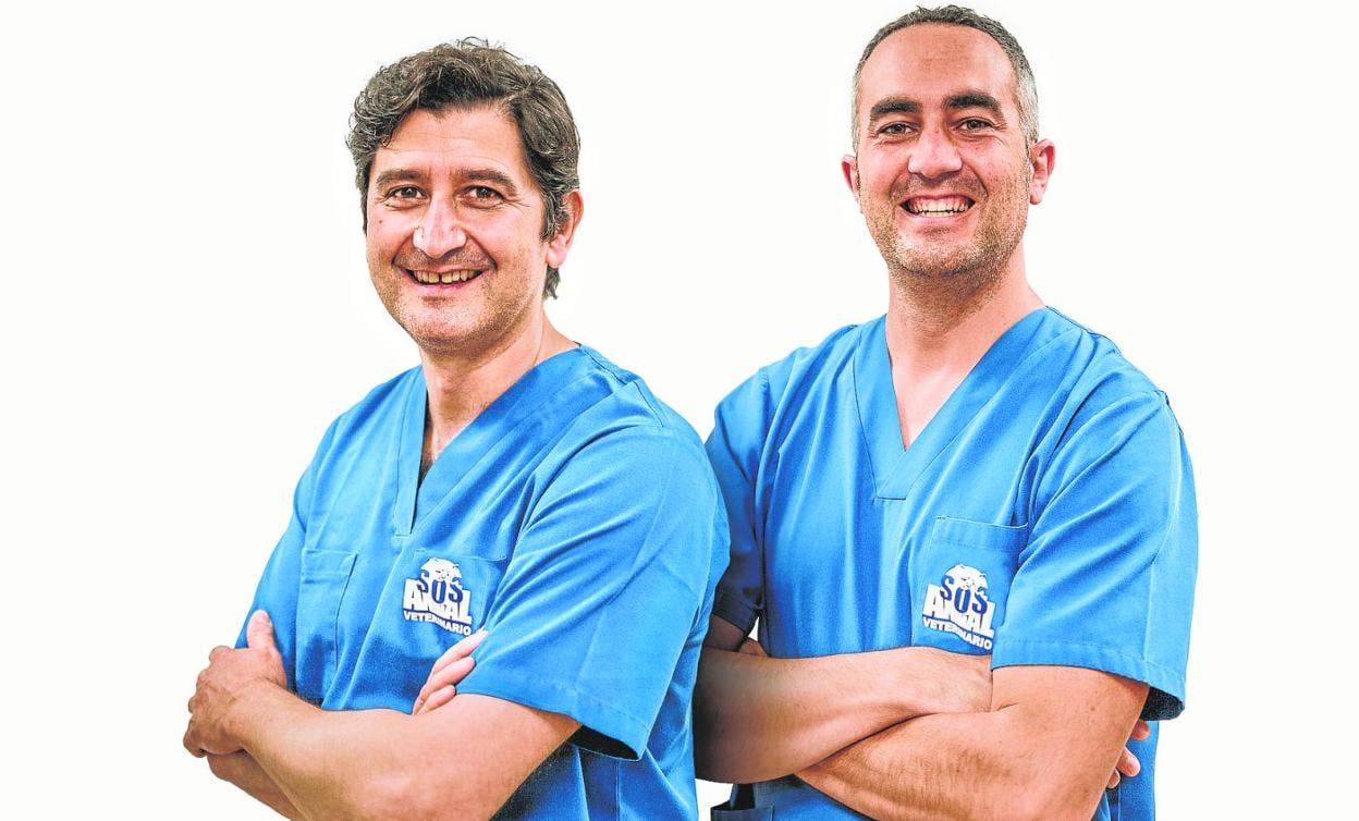 El Dr. Dalmiro García, director del Hospital Veterinario SOS Animal, y Rafael Peláez, cirujano y especialista en traumatología veterinaria.