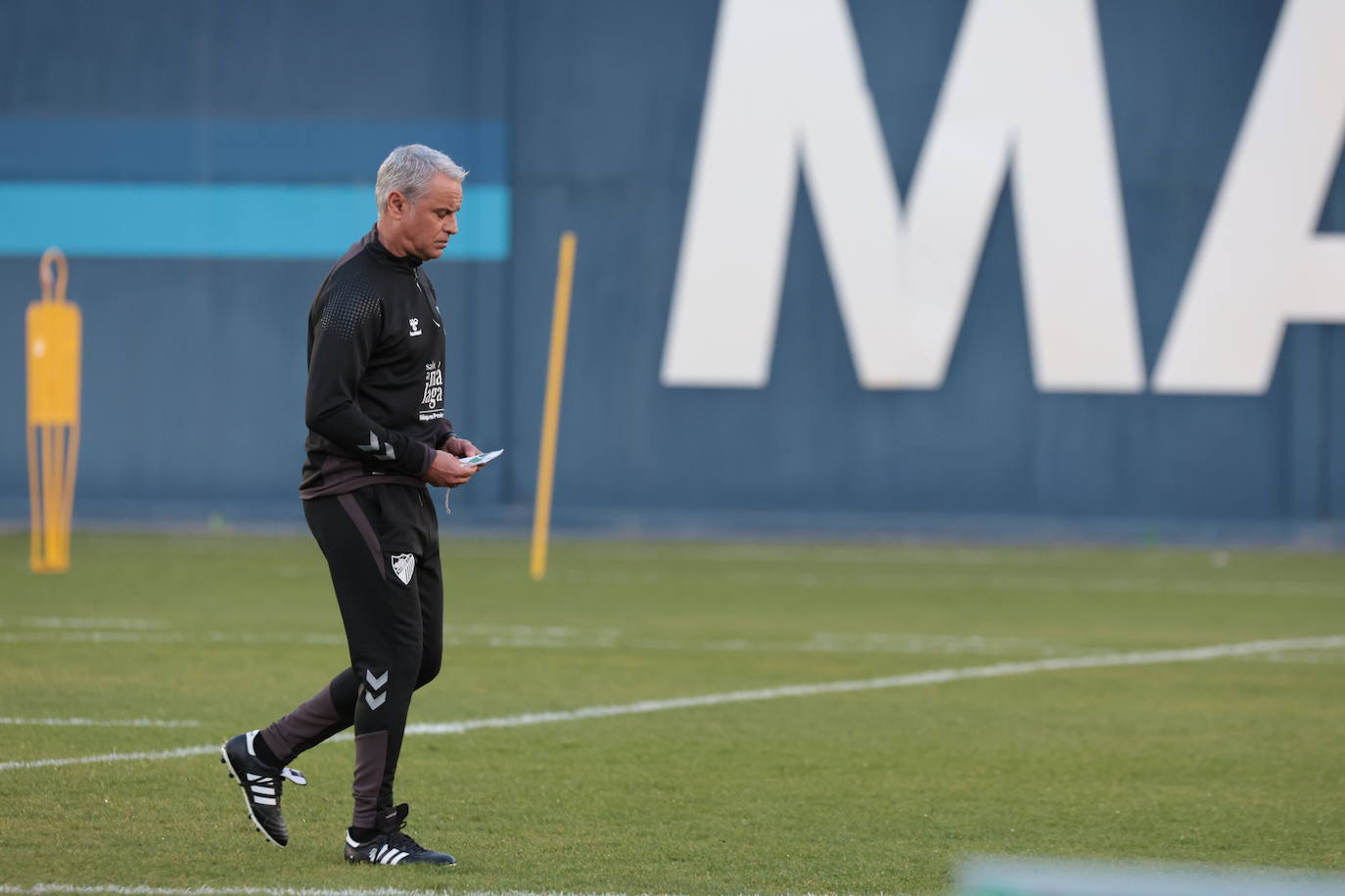 Primer entrenamiento de Pellicer como técnico del Málaga