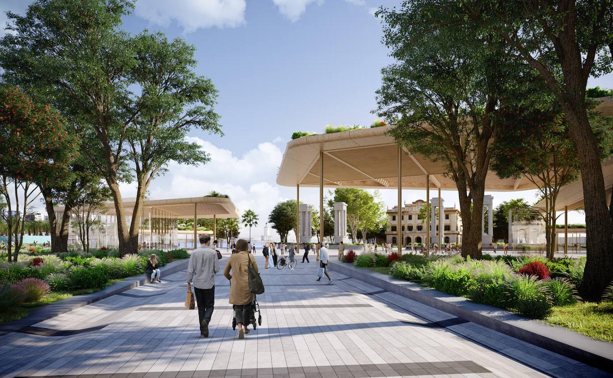 Recreación de la remodelación que experimentaría la plaza de la Marina. 