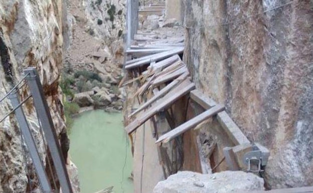 Imagen del desprendimiento registrado en el Caminito del Rey el pasado mes de diciembre.