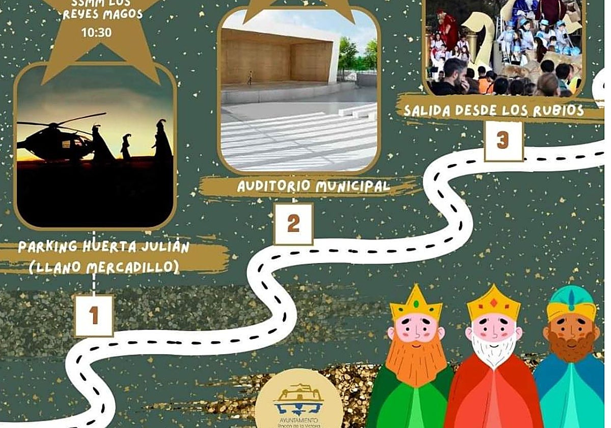 Cartel anunciador de la cabalgata de Sus Majestades los Reyes Magos de Oriente.