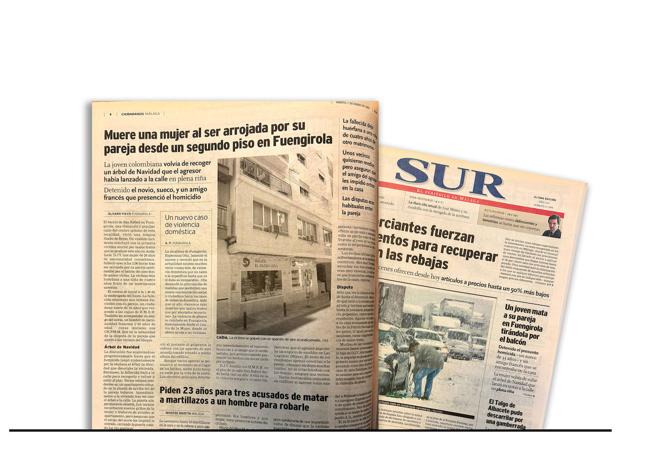 La portada y la información que publicó SUR el 7 de enero de 2003.