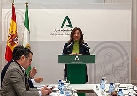 Navarro, esta mañana, con Briones en primer término a la izquierda.