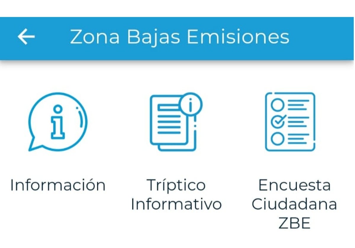 Captura de la aplicación que informa sobre la Zona de Bajas Emisiones.