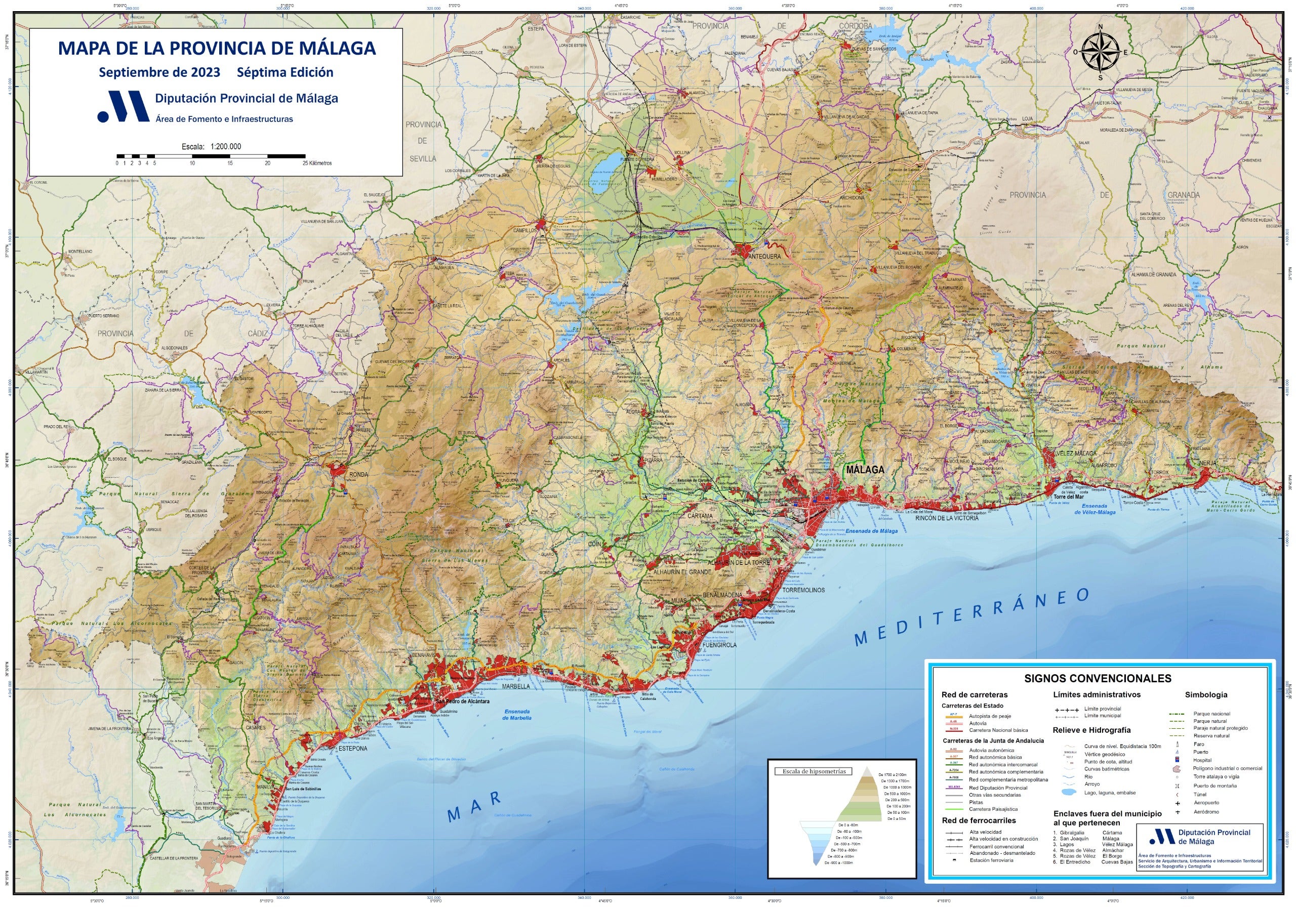 Un mapa que muestra la evolución de Málaga en el último medio siglo