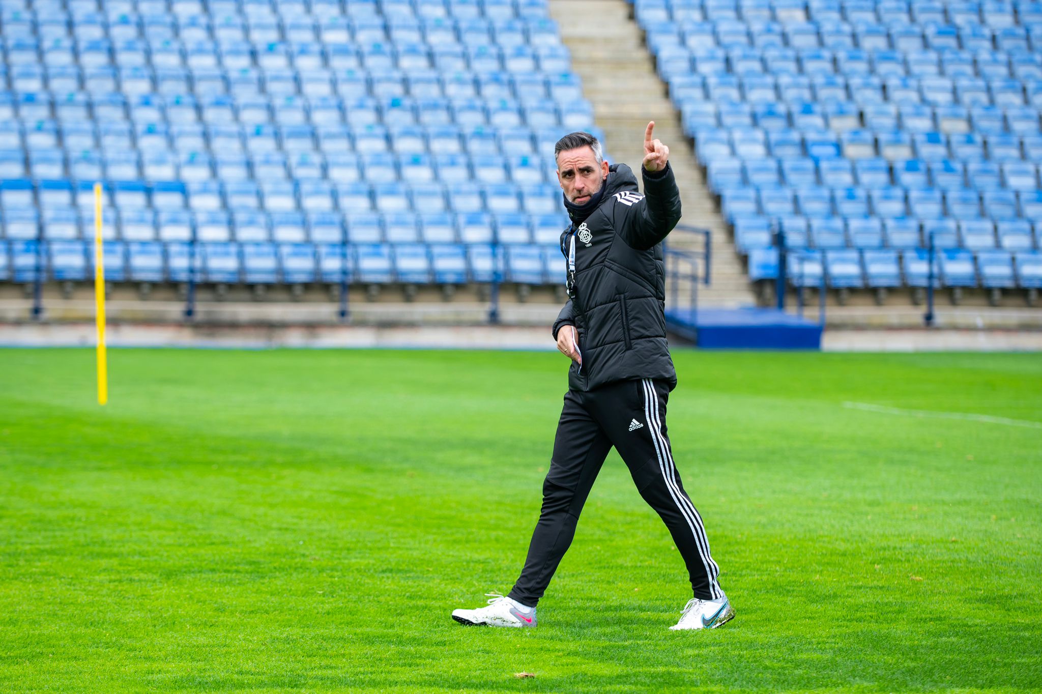 Abel Gómez, en un entrenamiento con el Recreativo de Huelva.