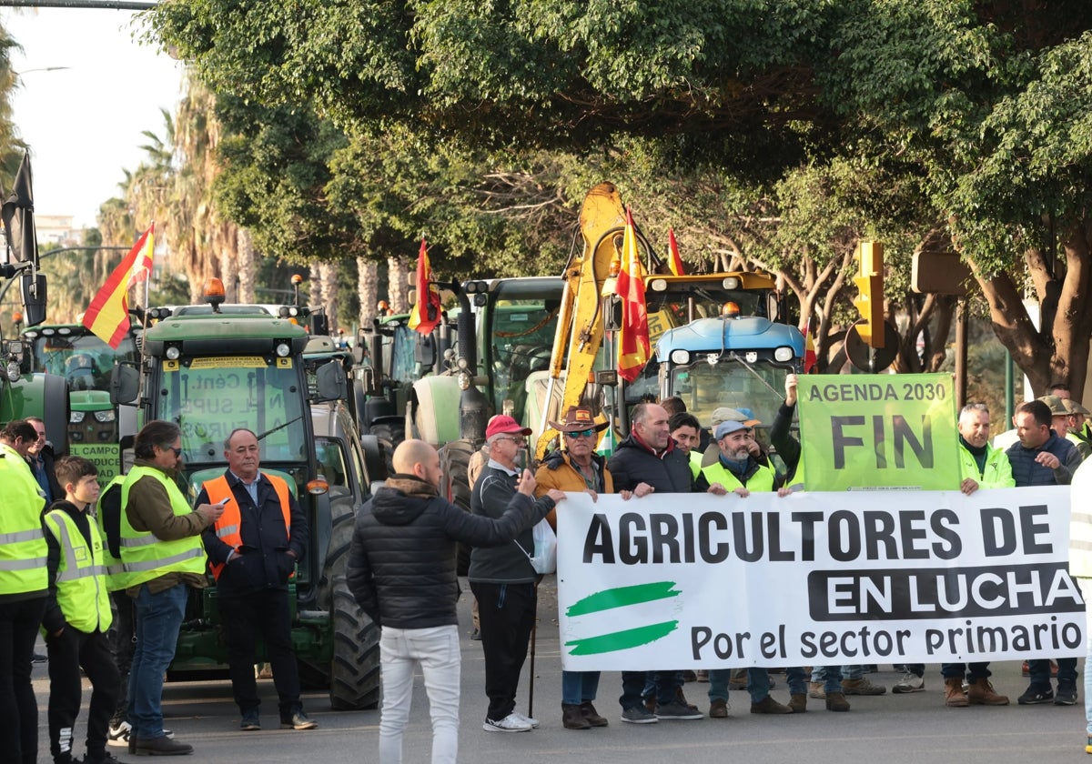 Una imagen de la protesta de los agricultores de hace dos semanas, en Málaga.