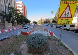 Situación de la mediana de Hilera, que se está desmontando para las obras del metro.