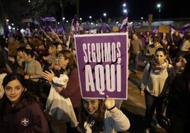 Manifestantes en la marcha del 8 de marzo de 2023.