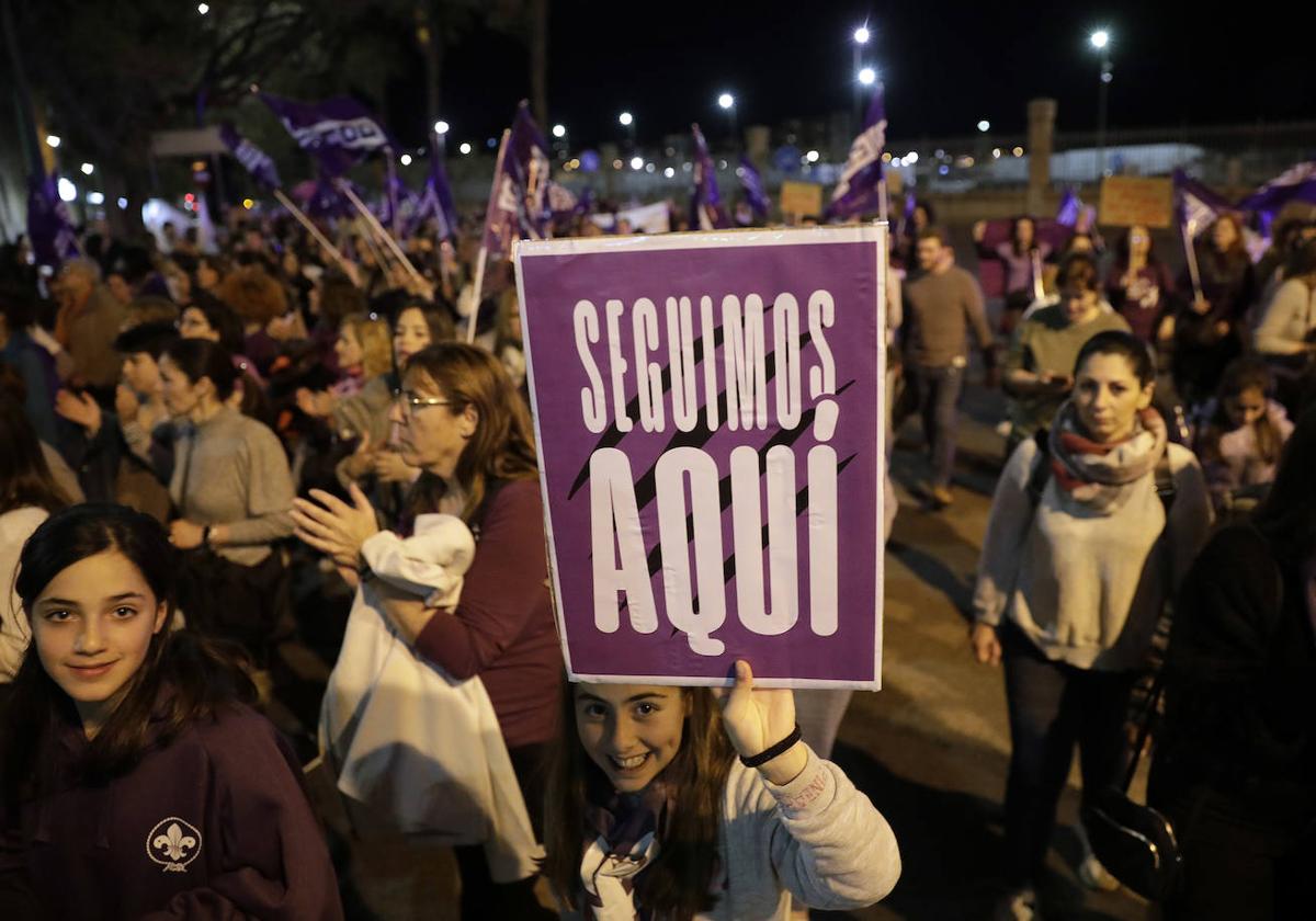 Manifestantes en la marcha del 8 de marzo de 2023.