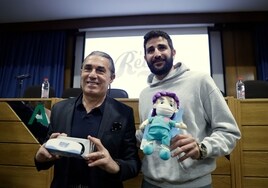 Rubio y Scariolo, tras la presentación de 'I am Ready'', un proyecto de realidad virtual enfocado a los menores que pasan por un proceso oncológico.
