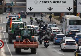 Imagen de los tractores, en Málaga, este miércoles.