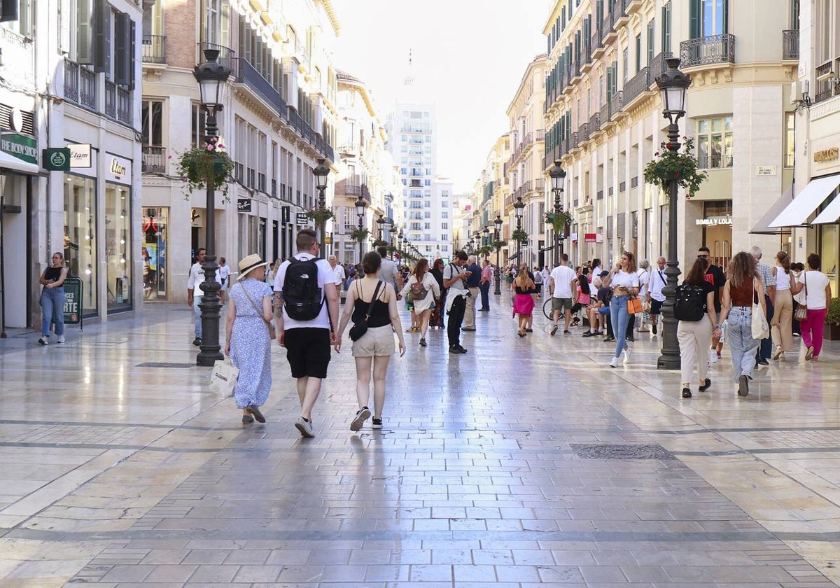 Vista general de calle Larios, donde algunos hoteles se vieron afectados por el corte de gas.