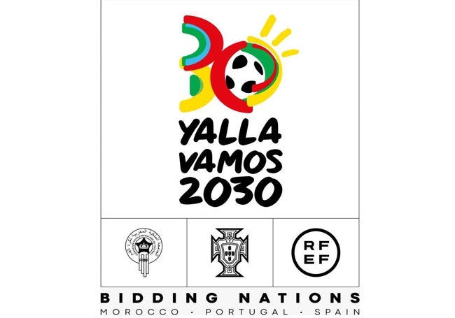 Logotipo de la candidatura de España, Portugal y Marruecos al Mundial 2030.