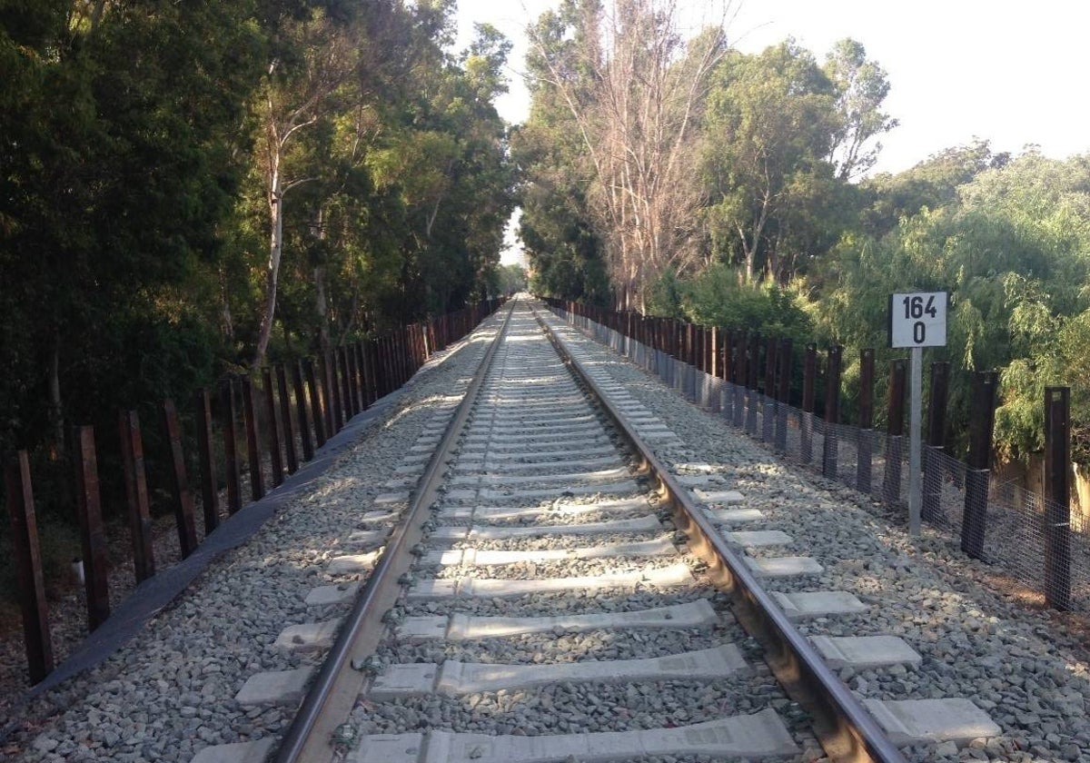 Vista de uno de los tramos con la vía renovada en el trazado hasta Algeciras.