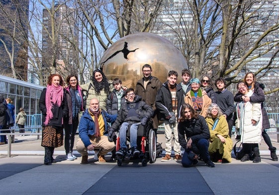 El grupo, con profesores de la UMA y alumnos, que han estado en Nueva York presentando su proyecto de educación inclusiva.