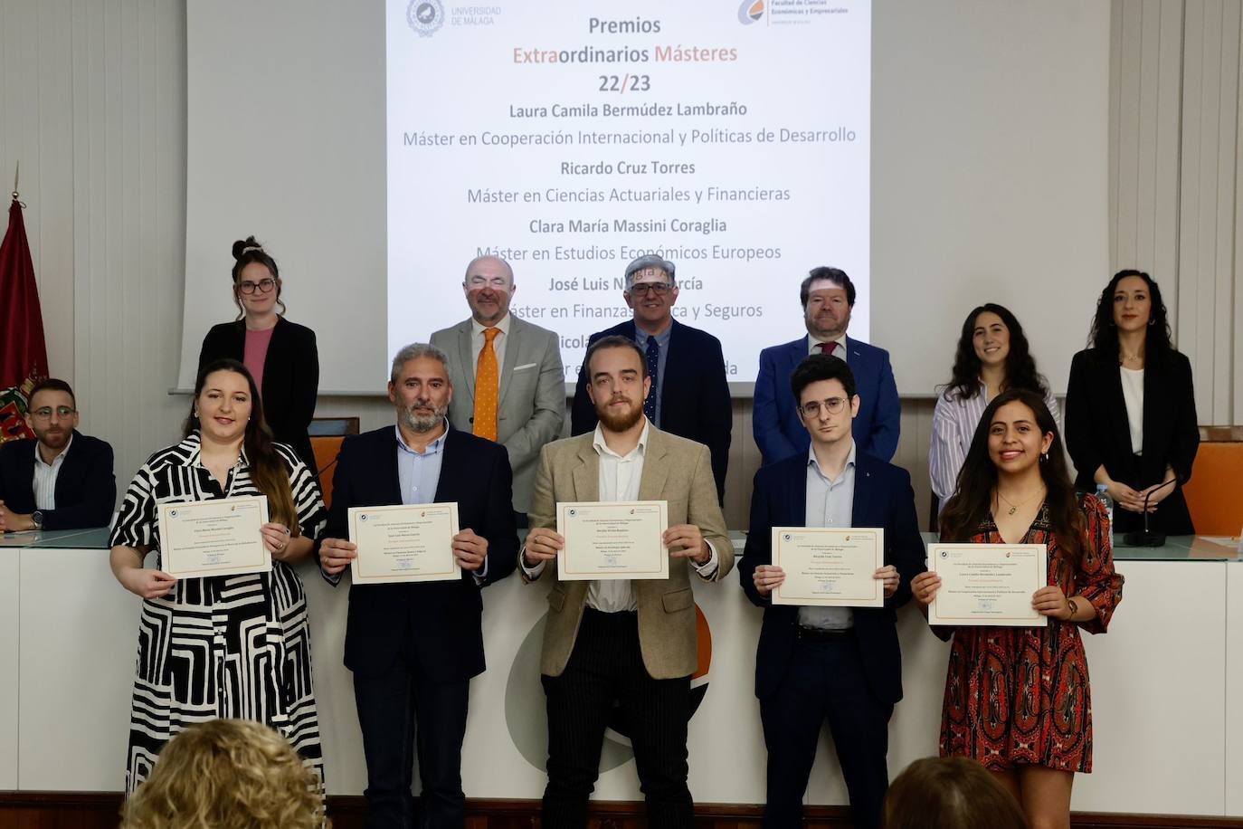 Clara María Massini Coraglia (Máster en Estudios Económicos Europeos en el Marco de la Globalización), José Luis Navas García (Máster en Finanzas, Banca y Seguros), Nicolás Ureña Bautista (Máster en Sociología Aplicada), Ricardo Cruz Torres (Máster en Ciencias Actuariales y Financieras) y Laura Camila Bermúdez Lambraño (Máster en Cooperación Internacional y Políticas de Desarrollo).