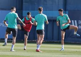 Jugadores del Málaga en un entrenamiento de esta semana en el Anexo de La Rosaleda.