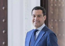 Imagen reciente del presidente de la Junta de Andalucía, Juanma Moreno, en el Palacio de San Telmo.