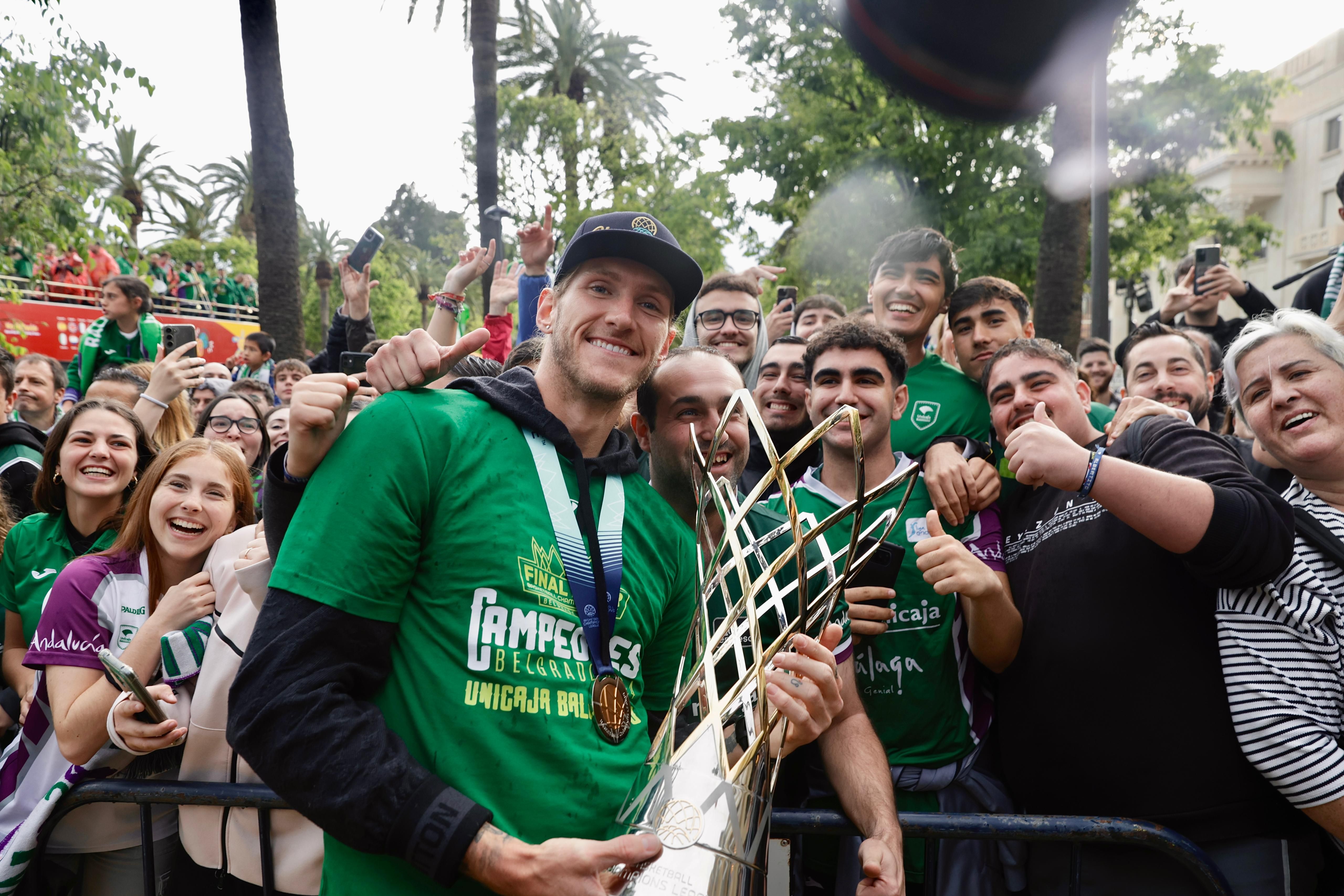 El Unicaja celebra el título de la Champions League en Málaga