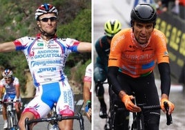 A la izquierda, Maté como ciclista del Androni; a la derecha, esta temporada, en el Euskaltel-Euskadi.