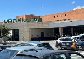 Policías en el hospital de Antequera este mediodía.