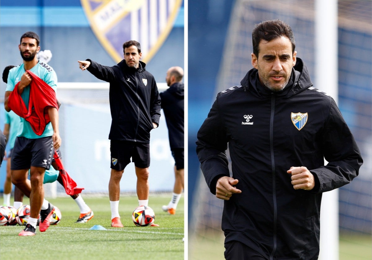 Raúl Iznata, en un entrenameinto del Málaga.