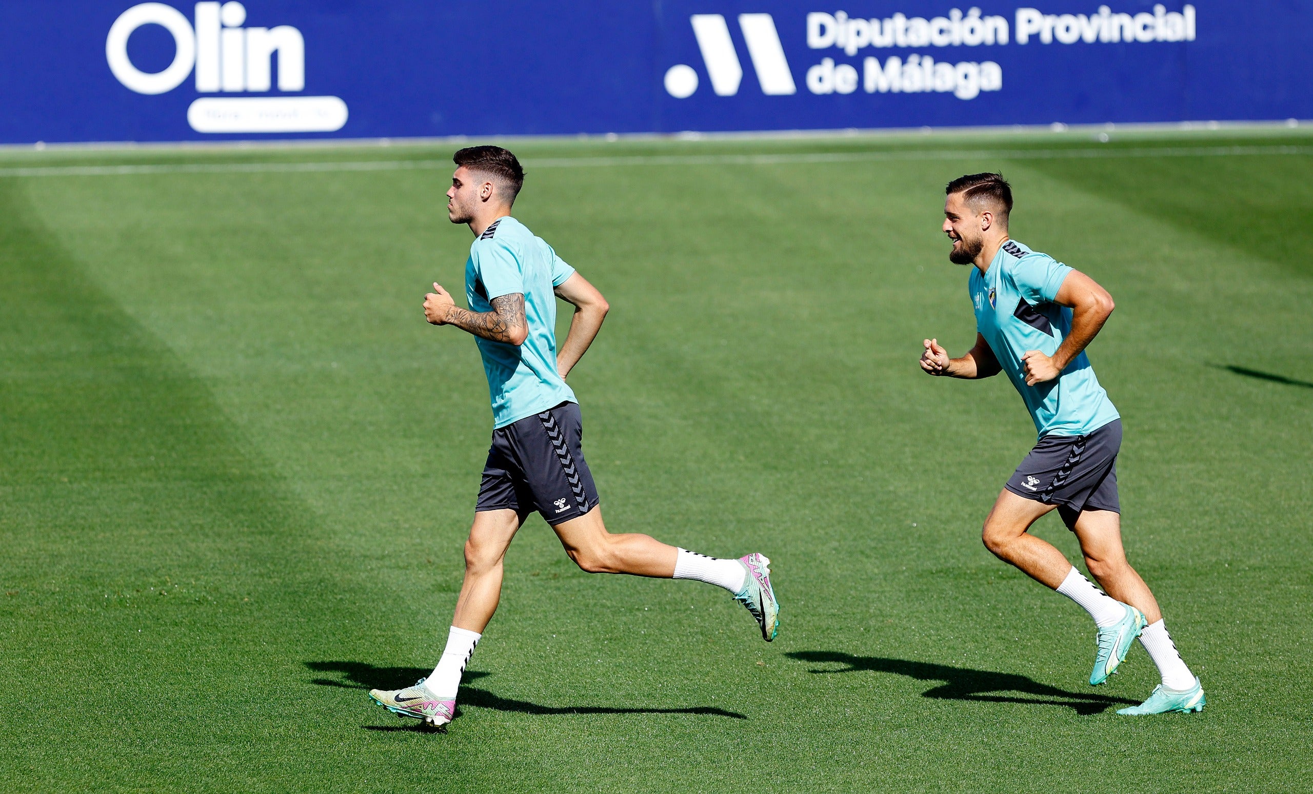 Roberto y Genaro, en una sesión de trabajo de esta semana en La Rosaleda.