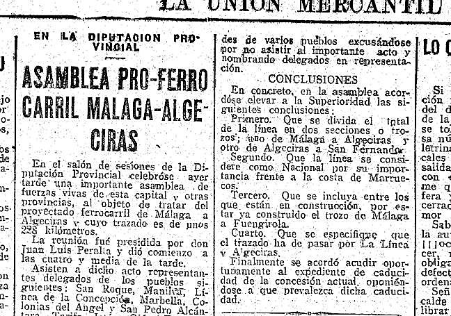 Recorte de La Unión Mercantil, con fecha del 30 de abril de 1925.