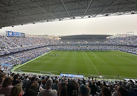 Panorámica de La Rosaleda durante el partido del Málaga contra el Ceuta.