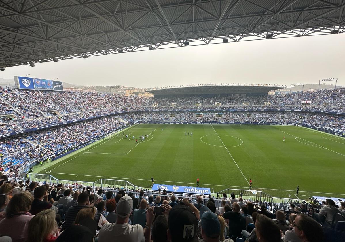 Panorámica de La Rosaleda durante el partido del Málaga contra el Ceuta.