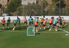 Imágenes de la pretemporada del Málaga, en agosto.