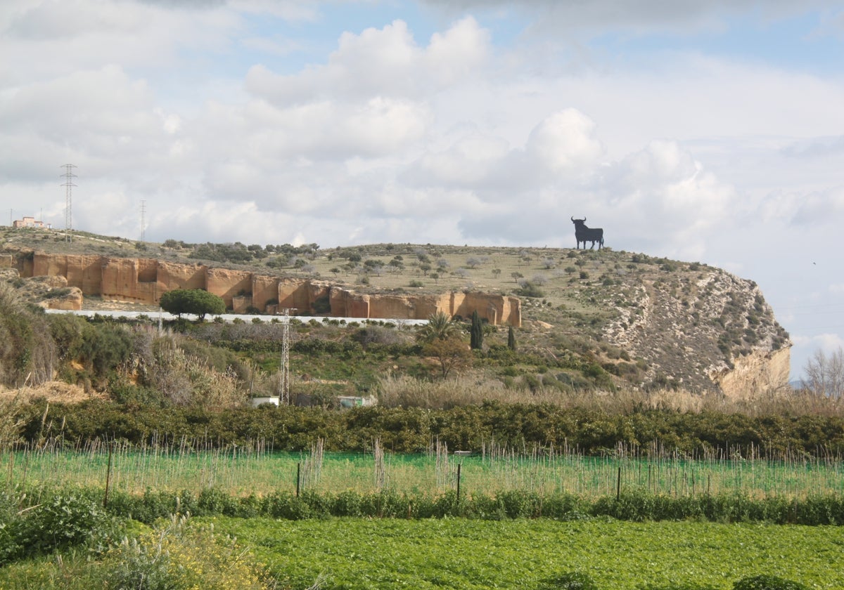 Imagen del Peñón de Almayate, con el famoso toro de Osborne.